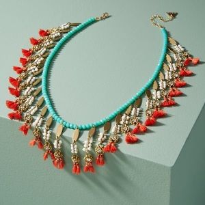 Anthropologie coral and turquoise necklace.